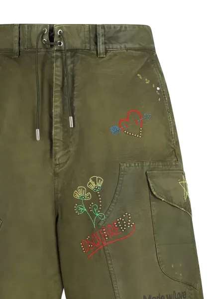 Pantaloni scurți cargo Dsquared2 cu broderie verde