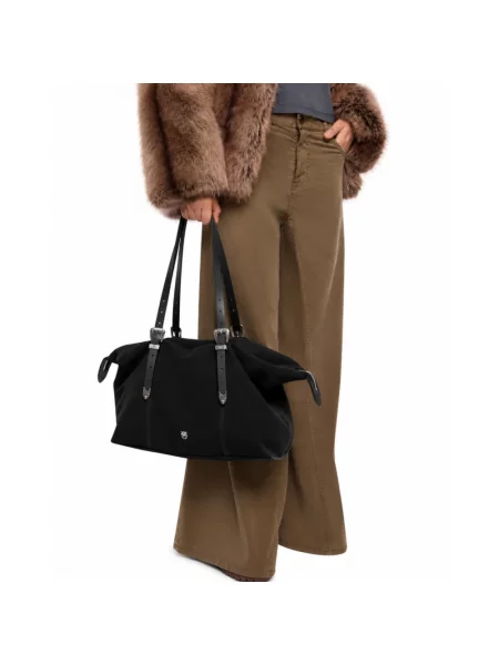 Shopperka Pinko zamszowa czarna