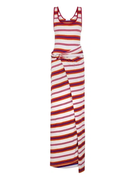 Rochie maxi Rabanne cu dungi de costum alb