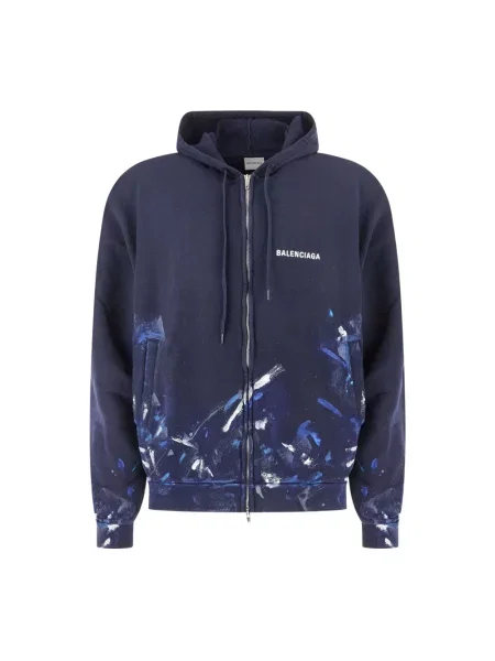 Bluza z kapturem Balenciaga z kapturem z nadrukiem niebieska