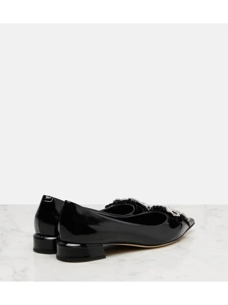 Balerini Jimmy Choo cu funde din piele negru