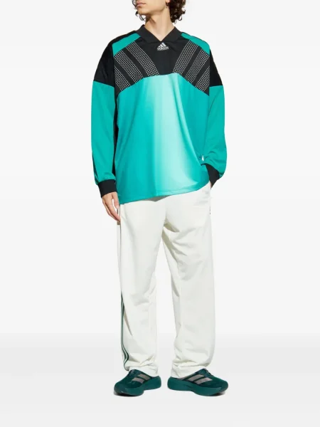 Top Adidas cu paiete cu dungi din jerseu albastru