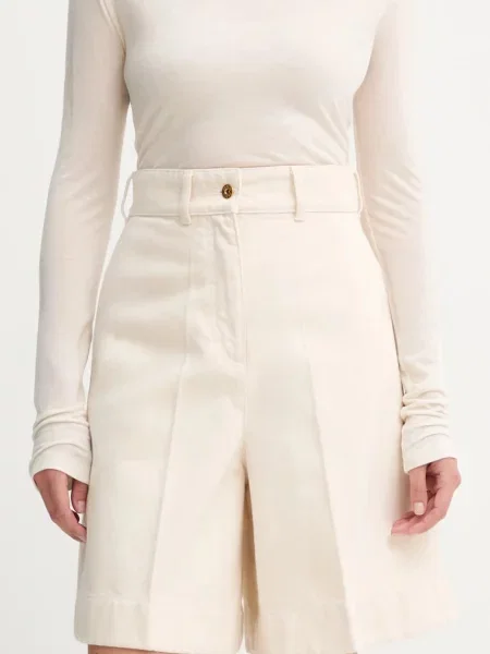 Patou pantaloni scurti jeans femei neted high waist bej