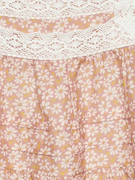 Rochie mini Maje cu model floral cu imagine din dantelă roz