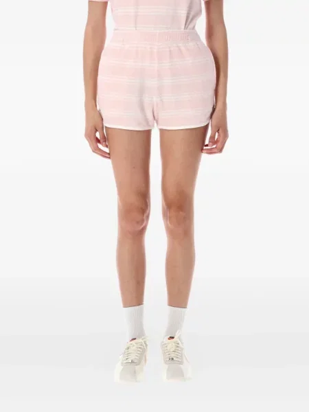Pantaloni scurți Sporty & Rich cu dungi din material terry roz