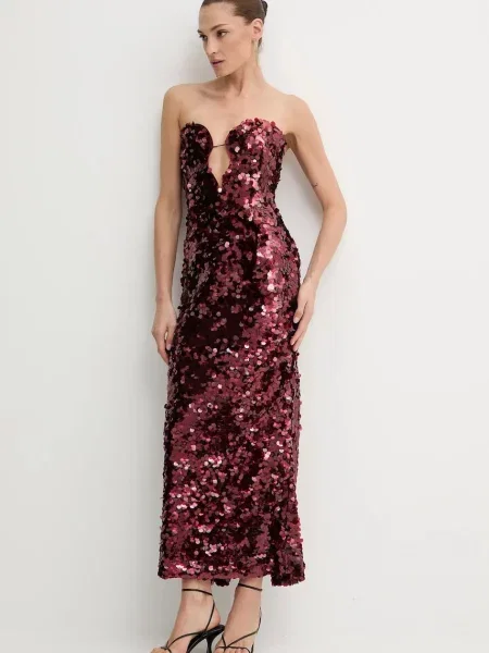 Сукня Bardot mini розкльошена червоний