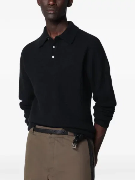 Lung tricou polo Roberto Collina negru
