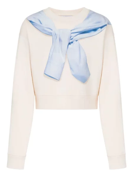 Bluza Moschino Jeans z nadrukiem o krotszym kroju biała