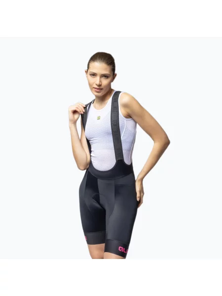 Pantaloni scurți de ciclism pentru femei Alé Traguardo Bibshorts fluo pink roz