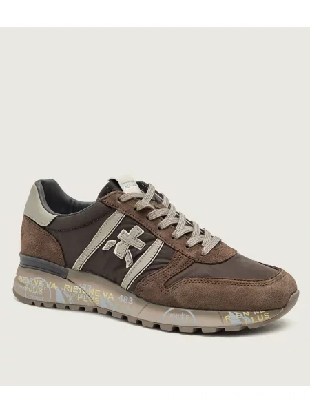 Premiata Sneakers Lander | piele întoarsă cu adaos de piele verde