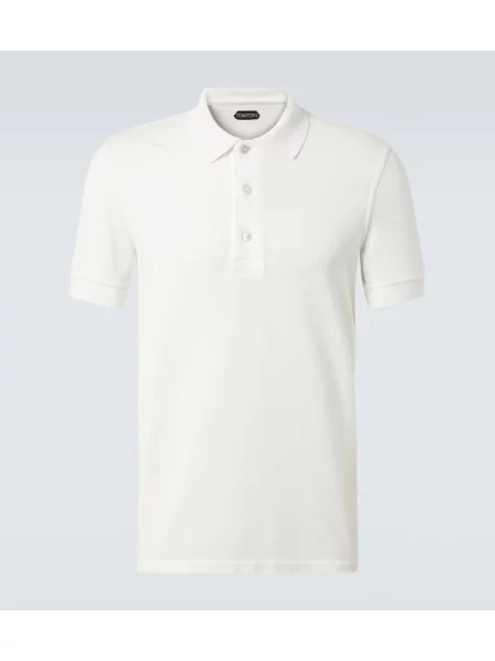 Polo Tom Ford din jerseu alb