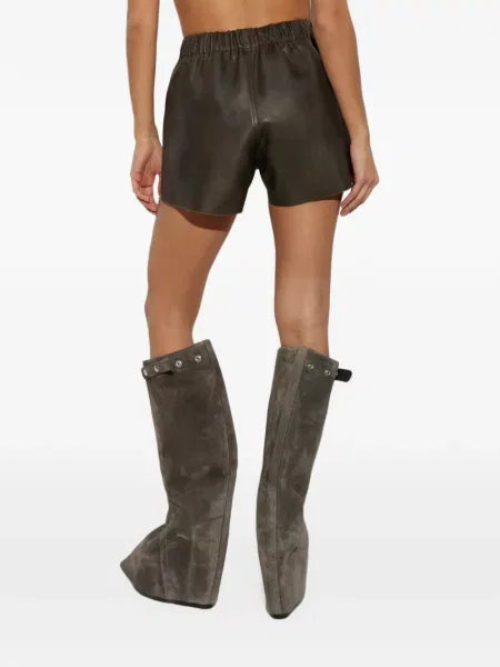 Pantaloni scurți Rick Owens din piele negru