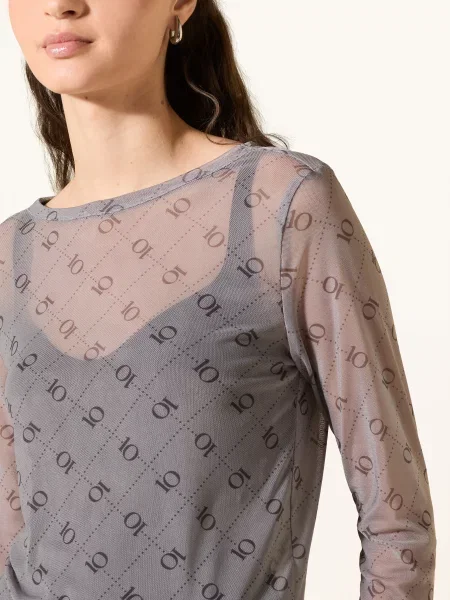 Koszulka Z Długim Rękawem Z Siateczki grau szara