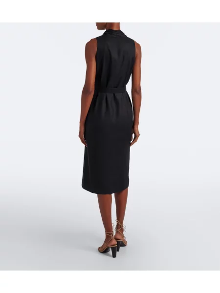 Cu centură rochie midi Max Mara de in negru