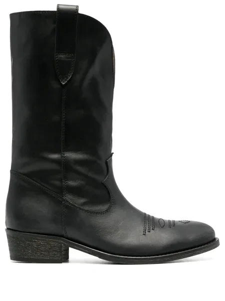 Botine Via Roma 15 din piele cowboy negru