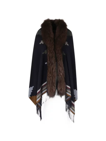 Poncho Bazar Deluxe cu imprimeu geometric albastru