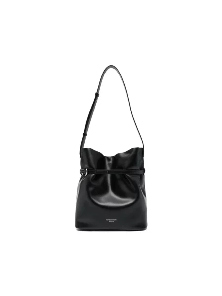 Emporio Armani torebka shopper skórzana czarna