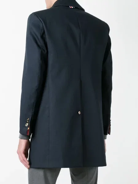 Kołnierzykowy płaszcz Thom Browne niebieski