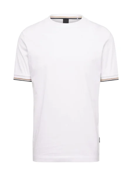 BOSS Black Tričko Thompson karamelová / čierna melírovaná biela