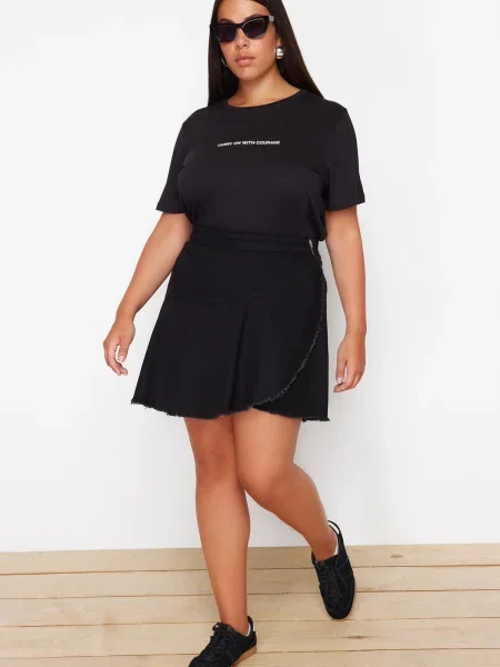 Fustă din denim Trendyol negru