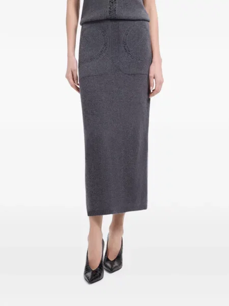 Fustă midi Elie Saab tricotate gri