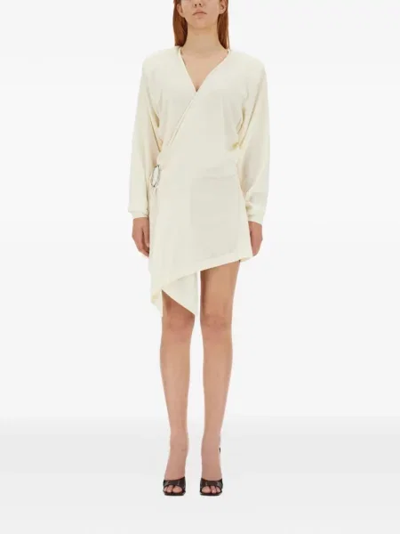 Sukienka mini The Attico z dekoltem w serek kopertowa garniturowa