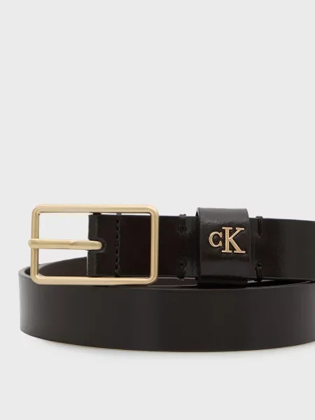 Кожаный ремень Calvin Klein с пряжкой коричневый