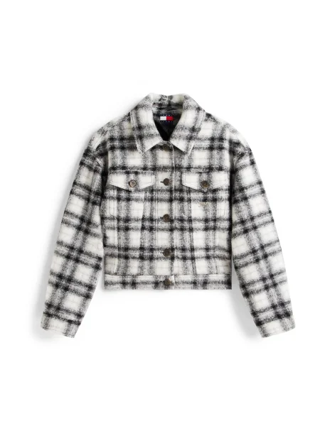 Tommy Jeans Geacă de primăvară-toamnă negru alb