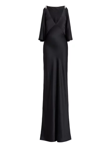 Rochie maxi Ralph Lauren Collection cu decolteu în V de costum negru