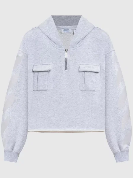 Меланжеве худі Diag Soft Life з логотипом Off-white сіре