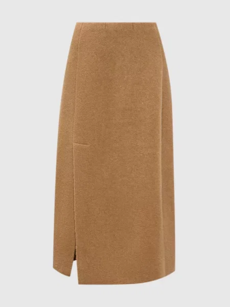 Спідниця з вовною верблюда та шовком Boboutic коричнева