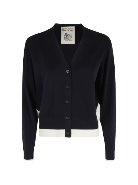 Cardigan Semicouture cu decolteu în V albastru