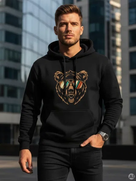Bluza z kapturem niedźwiedź Dstreet czarna