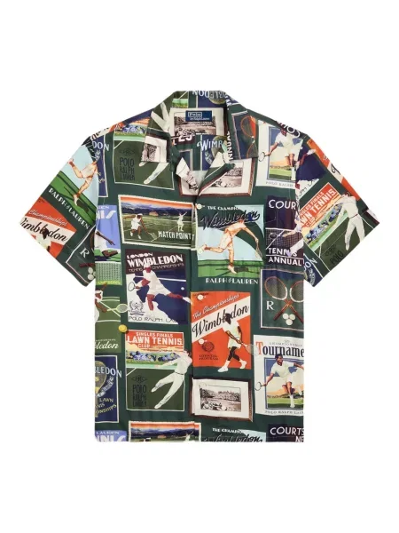 Tricou Polo Ralph Lauren din piele cu broderie în carouri maro
