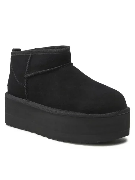 Классические мини дутики Ugg на платформе черные