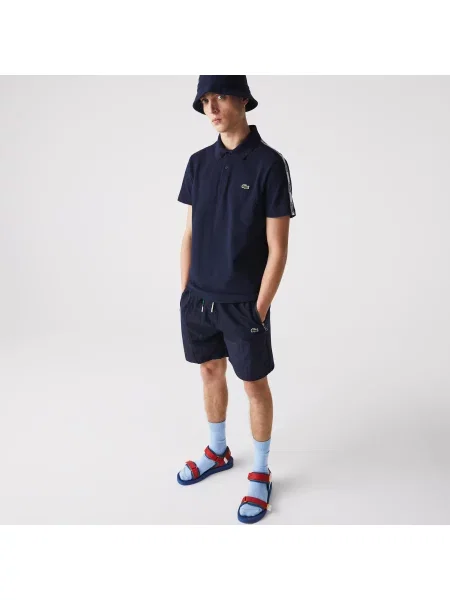 Lacoste Koszulka Polo Z Logo Marki Z Bawełny Regular Fit granatowa