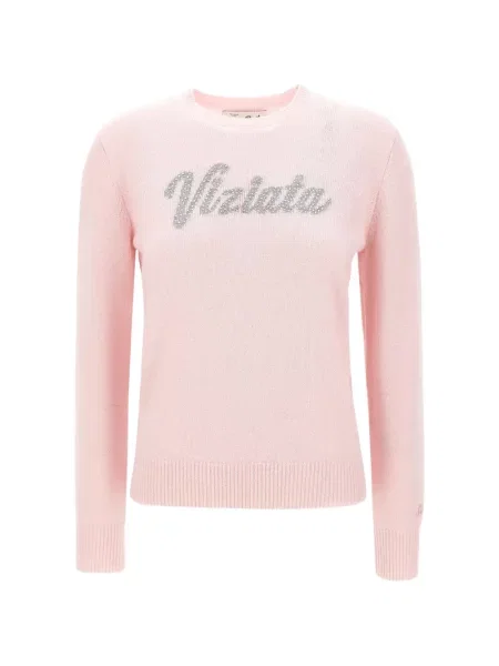 Pulover Mc2 Saint Barth cu broderie cu decolteu rotund roz
