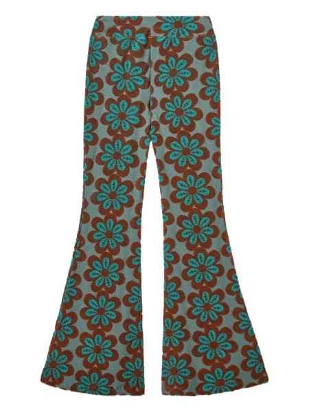 Pantaloni La Doublej cu model floral cu imagine verde