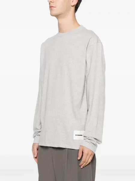 Tricou Jil Sander cu decolteu rotund lung gri