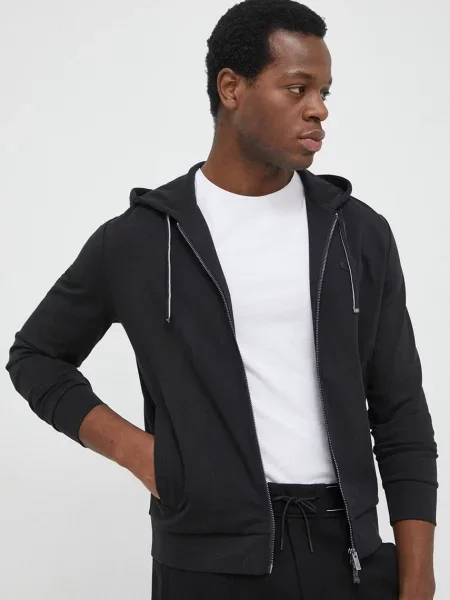 Geacă Emporio Armani cu glugă negru