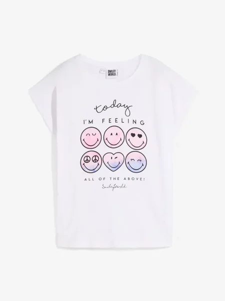 T-shirt z buźką z czystej bawełny biała