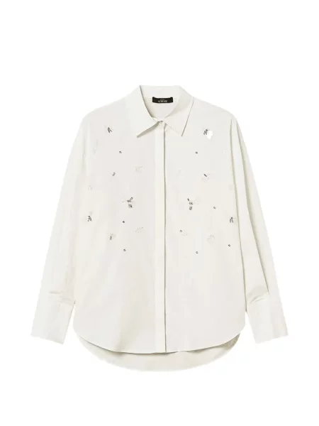 Cămașă Twinset cu broderie din poplin alb