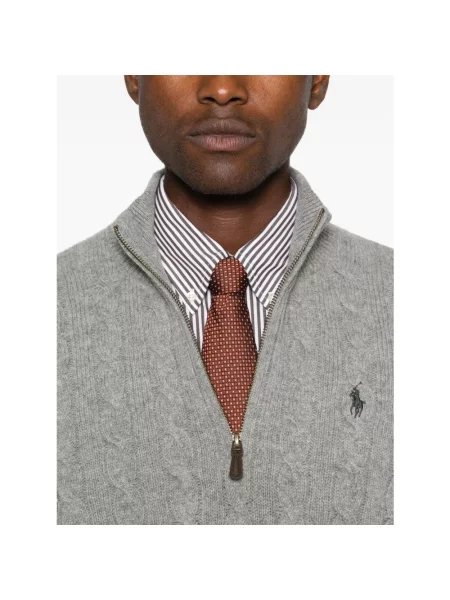 Kardigan Ralph Lauren ze stójką szary