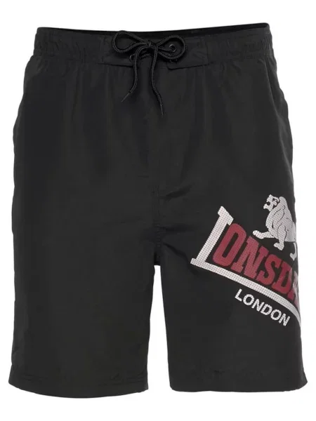 LONSDALE Šortky světle šedá / tmavě červená černá