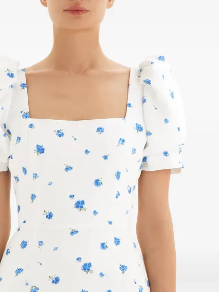 Rochie Post Meridiem cu model floral de costum alb
