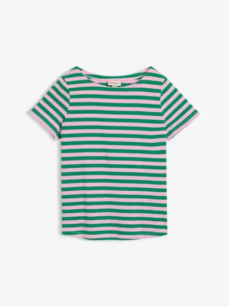 T-shirt z dekoltem w łódkę różowa
