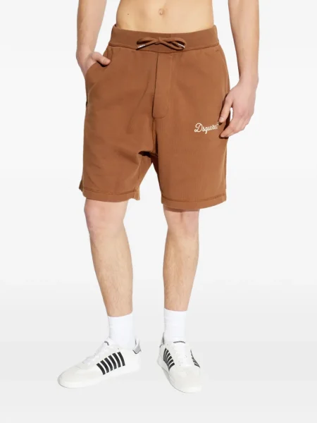 Pantaloni scurți Dsquared2 cu broderie maro
