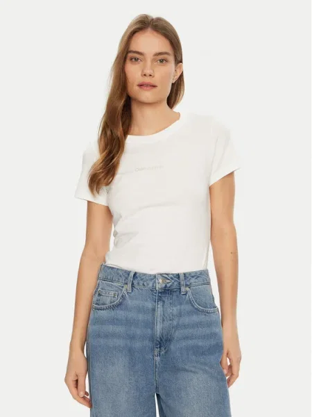 Calvin Klein Jeans Tricou Institutional Graphic alb