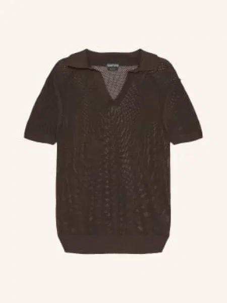 Tom Ford Dzianinowa Koszulka Polo Z Jedwabiem braun