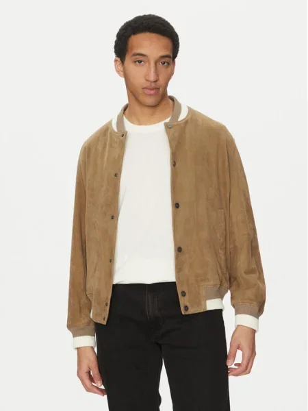 HUGO Geacă de piele Ledam bej